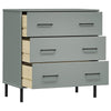 Graues Sideboard mit 3 Schubladen Georg 77x40x79,5cm (Massivholz Oslo)