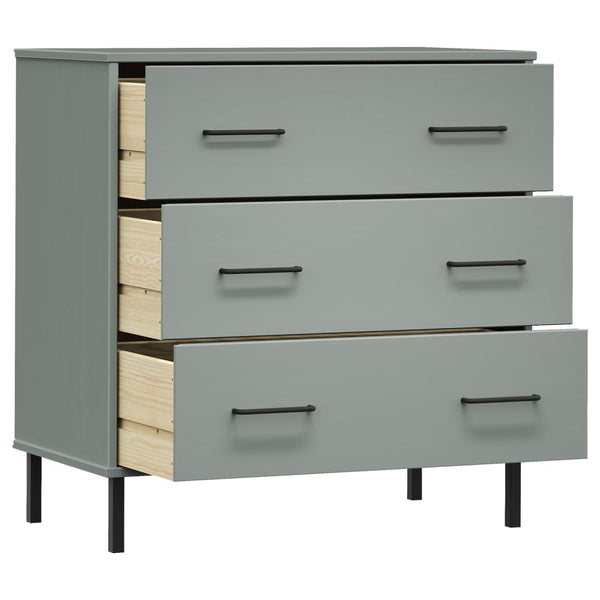 Graues Sideboard mit 3 Schubladen Georg 77x40x79,5cm (Massivholz Oslo)