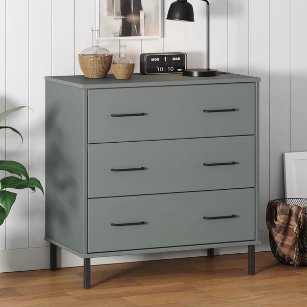 Graues Sideboard mit 3 Schubladen Georg 77x40x79,5cm (Massivholz Oslo)