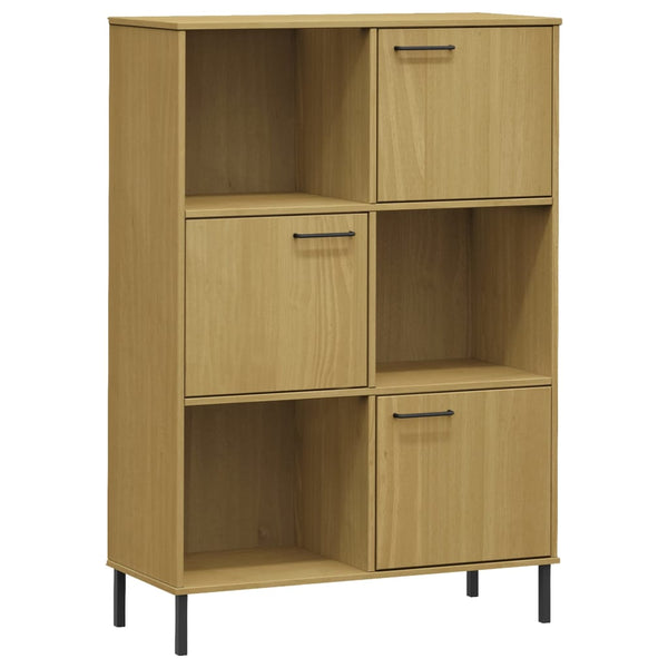 Ruskea kirjakaappi Feraru 90x35x128,5cm (metallijaloilla, täyspuu oslo)