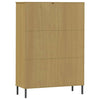 Ruskea kirjakaappi Feraru 90x35x128,5cm (metallijaloilla, täyspuu oslo)