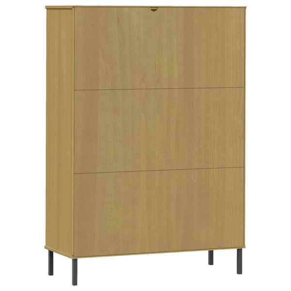Ruskea kirjakaappi Feraru 90x35x128,5cm (metallijaloilla, täyspuu oslo)
