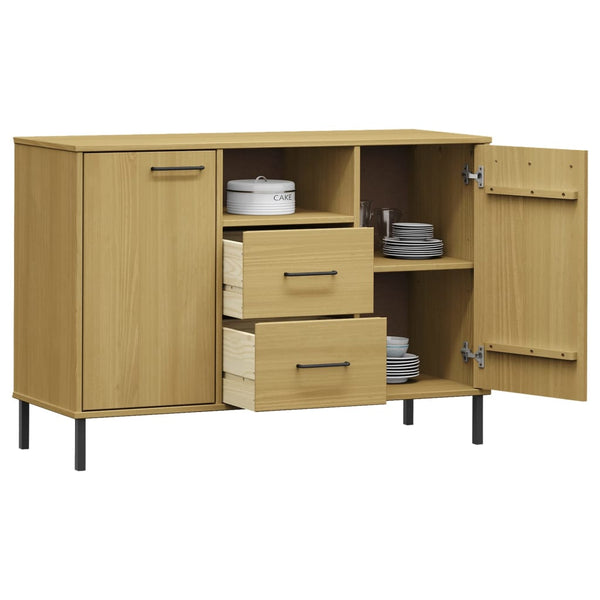 Braunes Sideboard mit Metallfüßen Judifta 113x40x77cm (Massivholz Oslo)