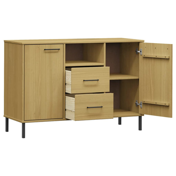 Braunes Sideboard mit Metallfüßen Judifta 113x40x77cm (Massivholz Oslo)
