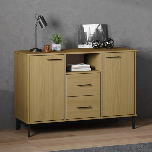 Braunes Sideboard mit Metallfüßen Judifta 113x40x77cm (Massivholz Oslo)