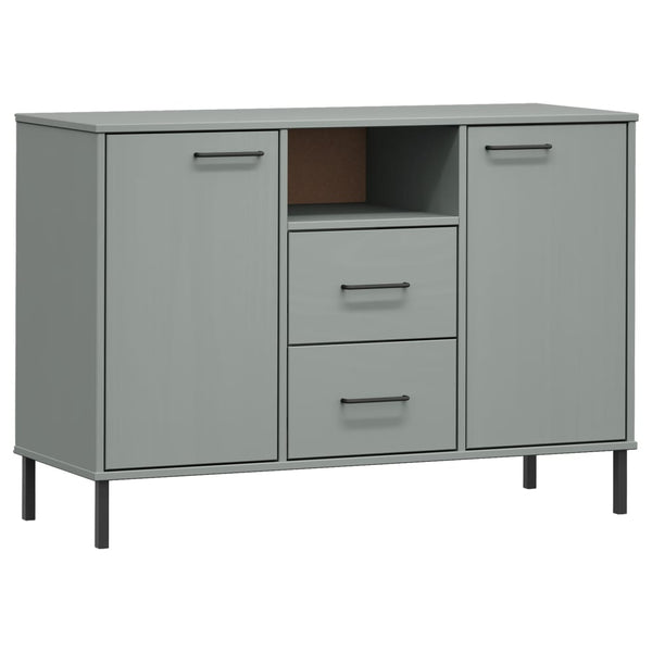 Harmaa senkki metallijaloilla Judifta 113x40x77cm (täyspuu oslo)