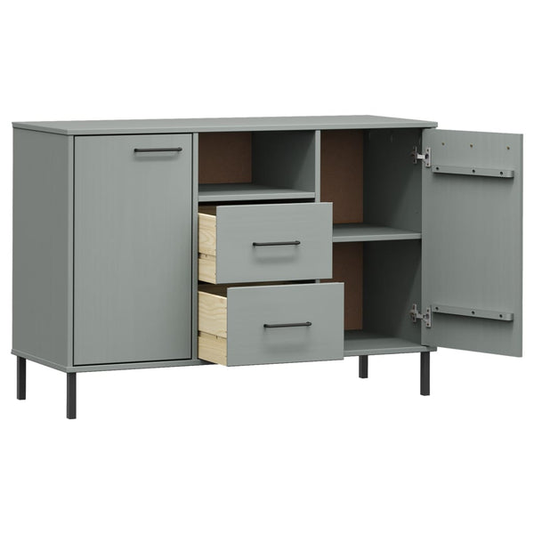 Harmaa senkki metallijaloilla Judifta 113x40x77cm (täyspuu oslo)
