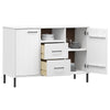 Weißes Sideboard mit Metallfüßen Judifta 113x40x77cm (Massivholz Oslo)