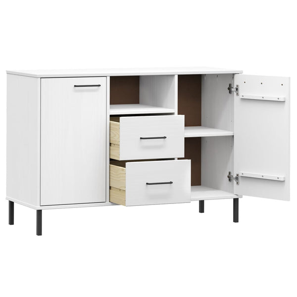 Weißes Sideboard mit Metallfüßen Judifta 113x40x77cm (Massivholz Oslo)