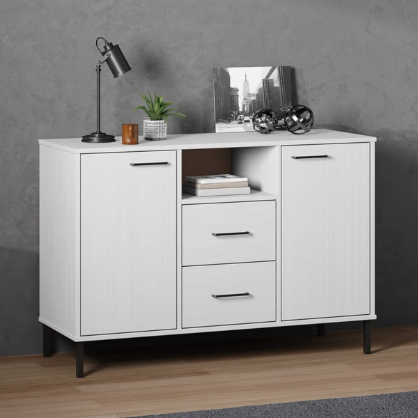 Weißes Sideboard mit Metallfüßen Judifta 113x40x77cm (Massivholz Oslo)