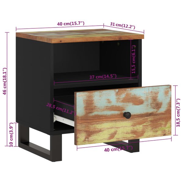 Nachttisch recyceltes Massivholz und Holz Cristoreanu
