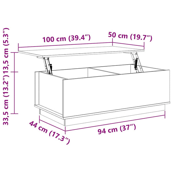 Couchtisch Artemi grau 100x50x35cm (Kiefer)