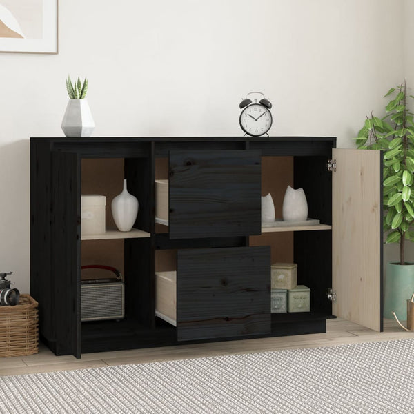 Schwarzes Sideboard Gratzzela 111x34x75cm (Kiefer)
