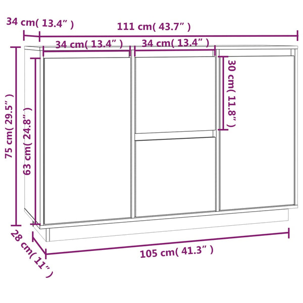 Schwarzes Sideboard Gratzzela 111x34x75cm (Kiefer)