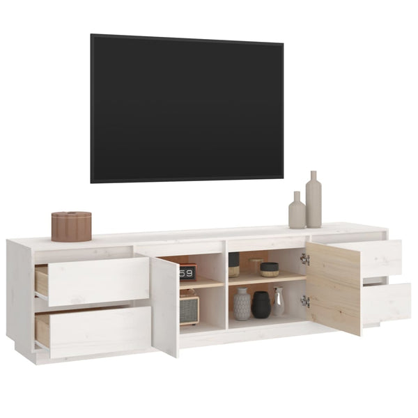 Weißes TV-Lowboard Dinel 176x37x47,5cm (Kiefer)