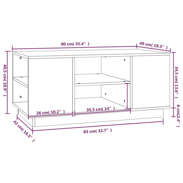 Grauer Couchtisch Pantilimona 90x49x40,5 cm (Kiefer)