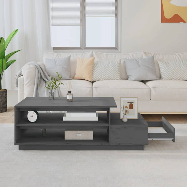 Grauer Couchtisch Vinatoru 120x50x40,5cm (Kiefer)
