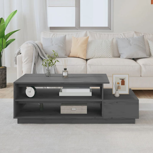 Grauer Couchtisch Vinatoru 120x50x40,5cm (Kiefer)