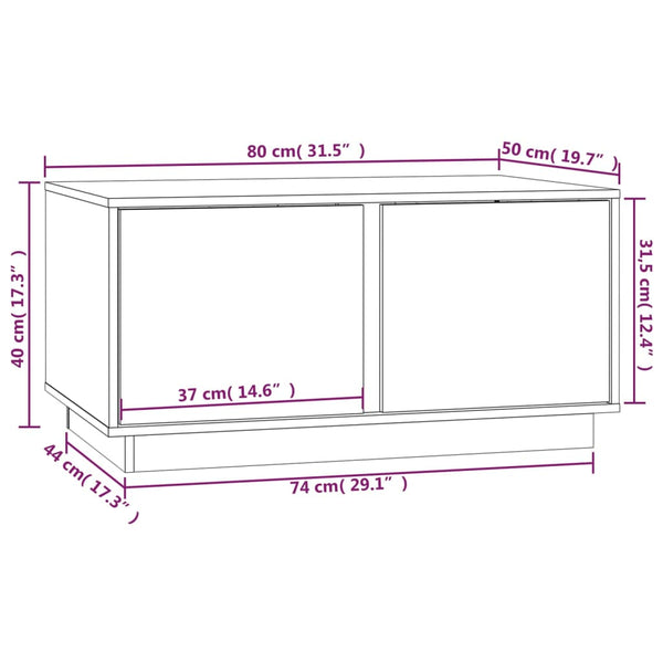 Grauer Couchtisch Rafia 80x50x40cm (Kiefer)