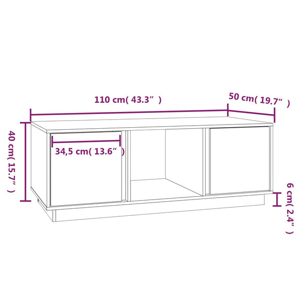 Grauer Couchtisch Egidiu 110x50x40cm (Kiefer)