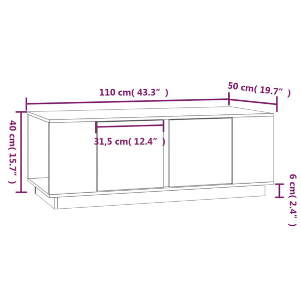 Grauer Couchtisch Zipora 110x50x40cm (Kiefer)