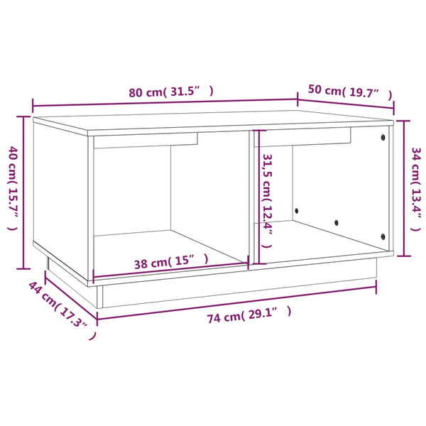 Grauer Couchtisch Jonatan 80x50x40cm (Kiefer)