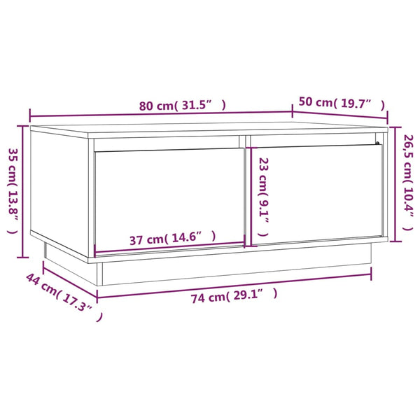 Grauer Couchtisch Menyhart 00x50x35cm (Kiefer)