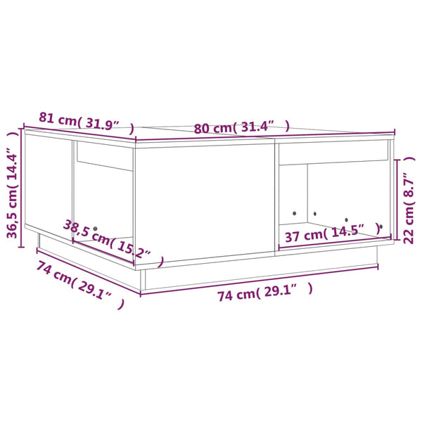 Grauer Couchtisch Fintinaru 80x81x36,5cm (Kiefer)
