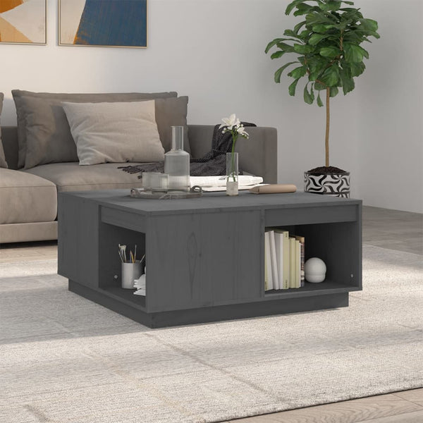 Grauer Couchtisch Fintinaru 80x81x36,5cm (Kiefer)