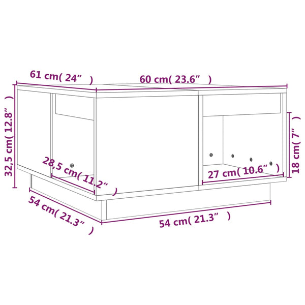 Grauer Couchtisch Fintinaru 60x61x32,5cm (Kiefer)