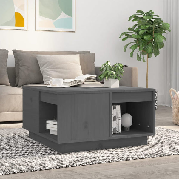 Grauer Couchtisch Fintinaru 60x61x32,5cm (Kiefer)