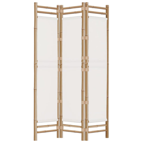 120cm kokoontaitettava tilanjakaja Kirita (3 paneelia bambu ja kangas)