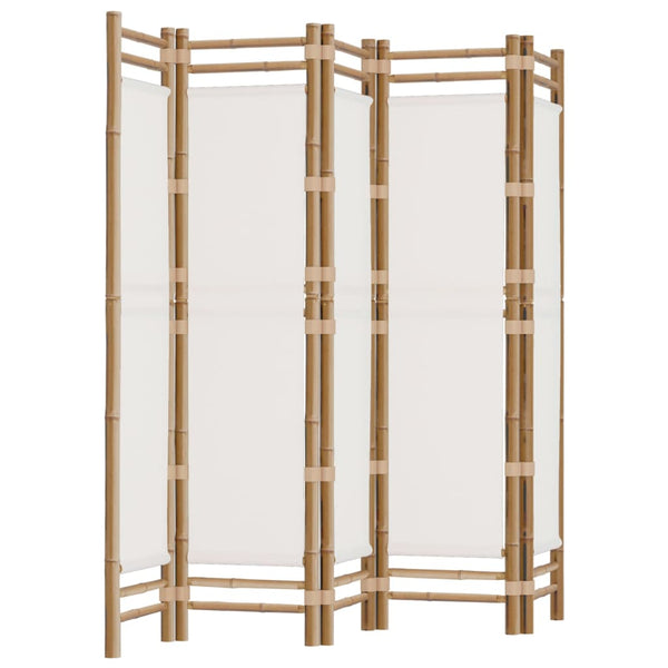 Raumteiler Kirita 200cm faltbar (Bambus und Stoff, 5 Paneele)