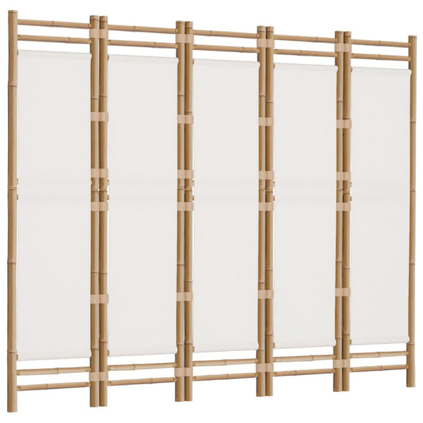 Raumteiler Kirita 200cm faltbar (Bambus und Stoff, 5 Paneele)