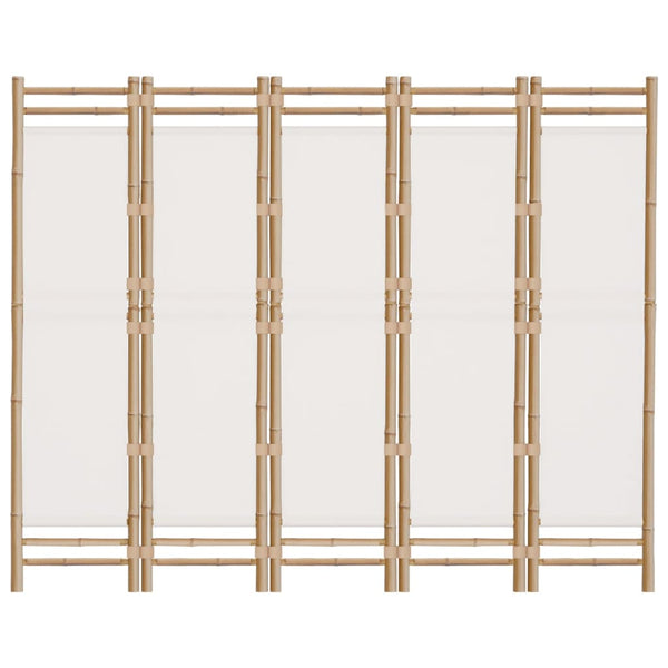 Raumteiler Kirita 200cm faltbar (Bambus und Stoff, 5 Paneele)
