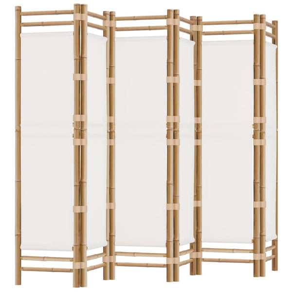 240cm faltbarer Raumteiler Kirita (6 Paneele aus Bambus und Stoff)