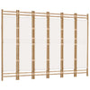 240cm faltbarer Raumteiler Kirita (6 Paneele aus Bambus und Stoff)