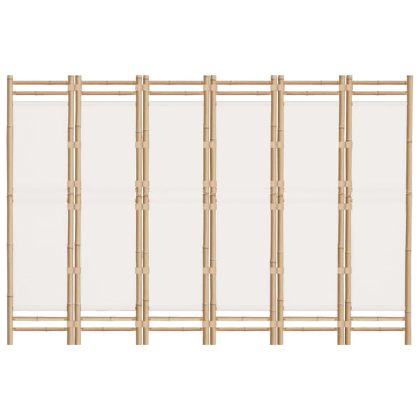 240cm faltbarer Raumteiler Kirita (6 Paneele aus Bambus und Stoff)