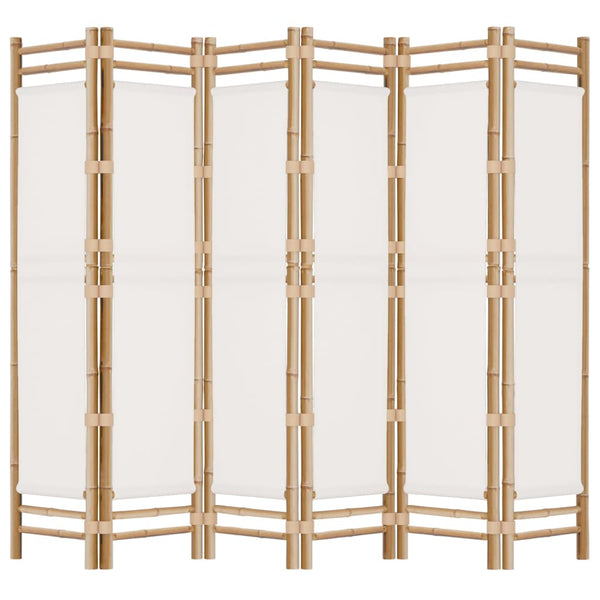 240cm faltbarer Raumteiler Kirita (6 Paneele aus Bambus und Stoff)