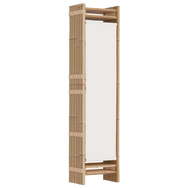 240cm faltbarer Raumteiler Kirita (6 Paneele aus Bambus und Stoff)