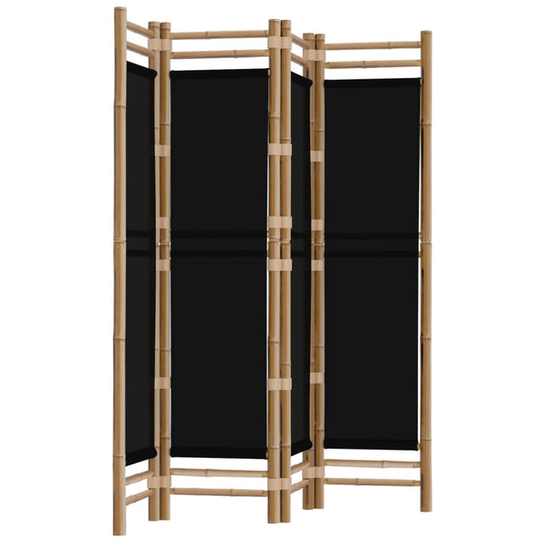 Kirita faltbarer Raumteiler 160 cm (Bambus und Stoff, 4 Segmente)