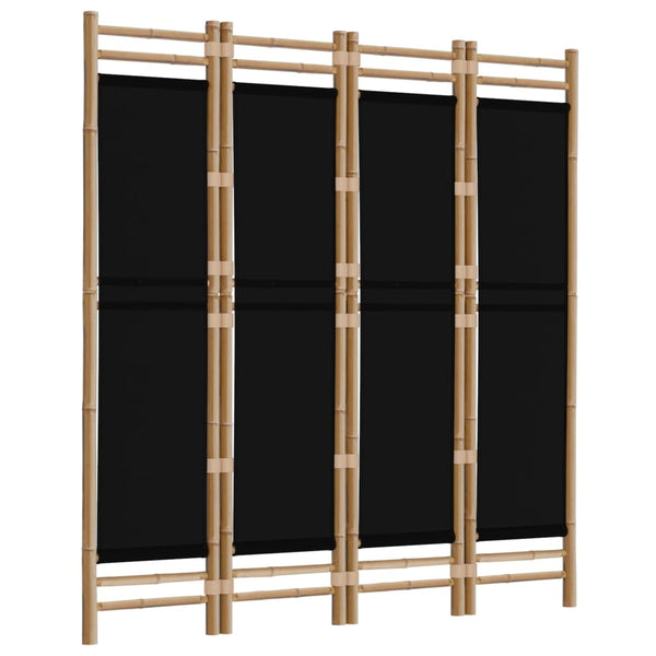 Kirita faltbarer Raumteiler 160 cm (Bambus und Stoff, 4 Segmente)