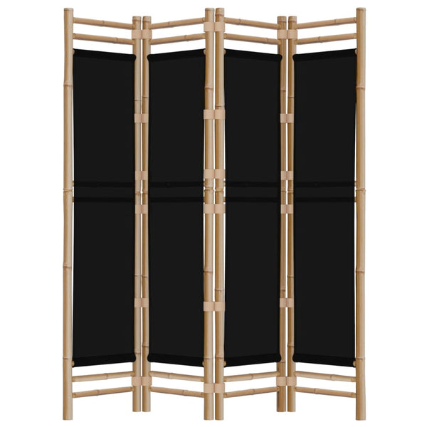 Kirita faltbarer Raumteiler 160 cm (Bambus und Stoff, 4 Segmente)