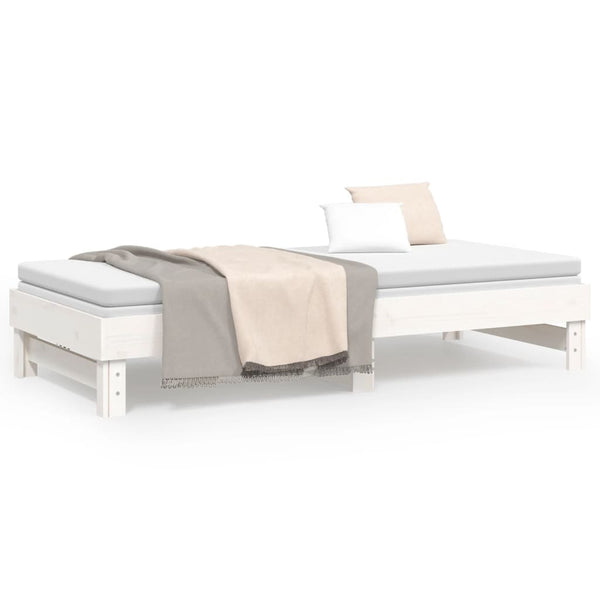 Weißes ausziehbares Schlafsofa Hermus 100x200cm (2x, Kiefer)