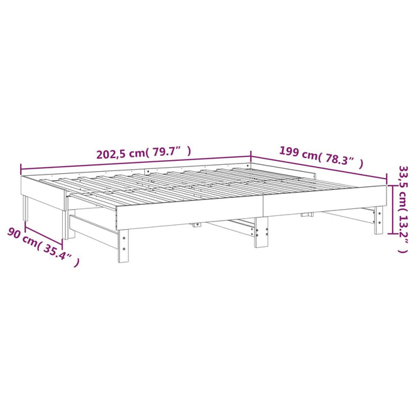 Schwarzes Schlafsofa Ausziehbar Hermus 100x200cm (2x, Kiefer)