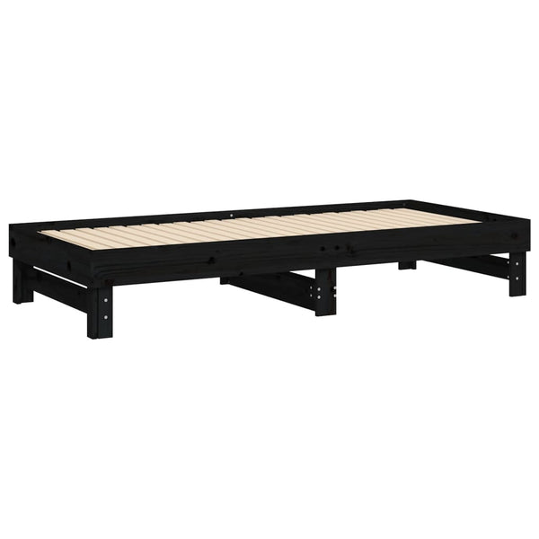 Schwarzes Schlafsofa Ausziehbar Hermus 100x200cm (2x, Kiefer)