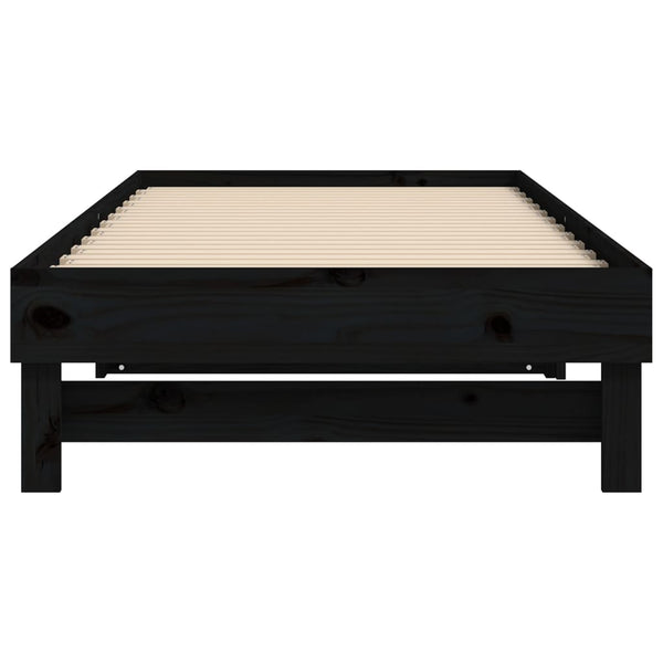 Schwarzes Schlafsofa Ausziehbar Hermus 100x200cm (2x, Kiefer)