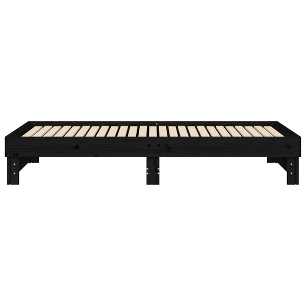 Schwarzes Schlafsofa Ausziehbar Hermus 100x200cm (2x, Kiefer)