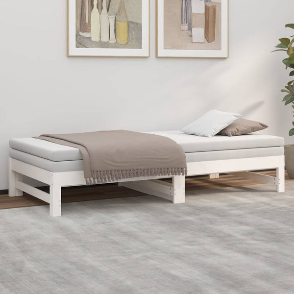 Weißes Schlafsofa ausziehbar Panorita 90x190cm (2x, Kiefer)