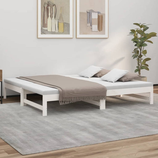 Weißes Schlafsofa ausziehbar Panorita 90x190cm (2x, Kiefer)
